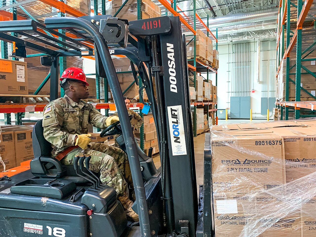 National Guard members preparing COVID-19 response supplies